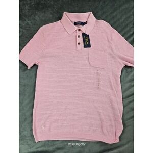 New Polo Ralph Lauren Shirt Mens Small Textured Jacquard Stretch Linen Blend